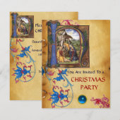 NATIVITEIT MONOGRAM FLORAAL CHRISTMAS PARCHCHMENT KAART (Voorkant / Achterkant)