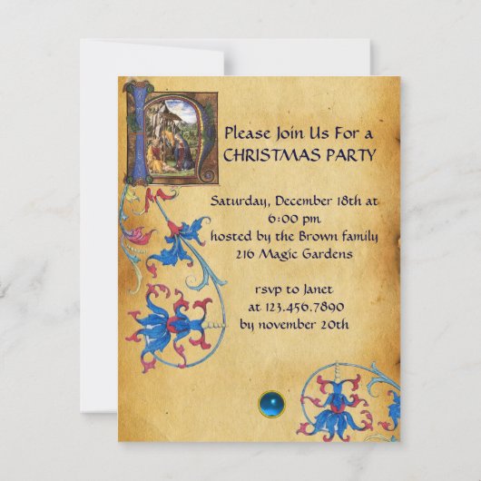 NATIVITEIT MONOGRAM FLORAAL CHRISTMAS PARCHCHMENT KAART (Achterkant)