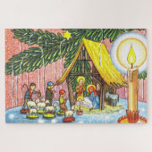 Nativiteit onder de kerstboom - puzzel legpuzzel (Horizontaal)