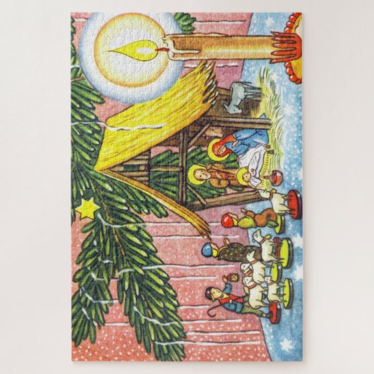 Nativiteit onder de kerstboom - puzzel legpuzzel (Verticaal)