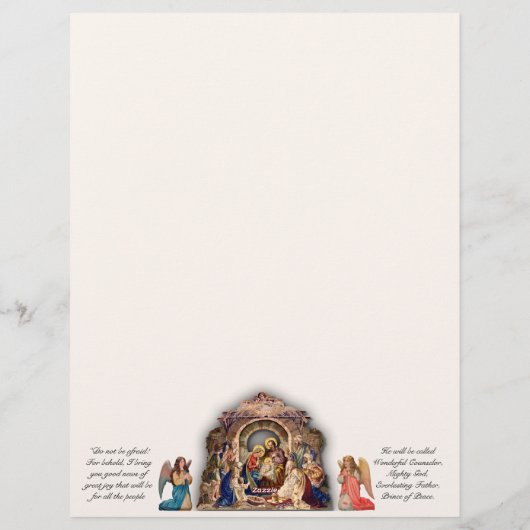 Nativiteit op achterste vreugde voor de Wereld met Briefhoofd (Achterkant)