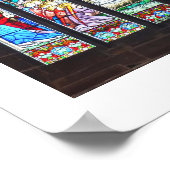 Nativiteit op een gekleurd glazen raam poster (Hoek)