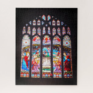 Nativiteit op gekleurd glas legpuzzel