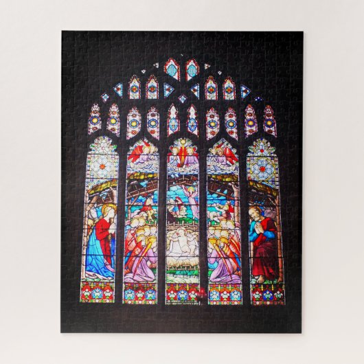 Nativiteit op gekleurd glas legpuzzel (Verticaal)
