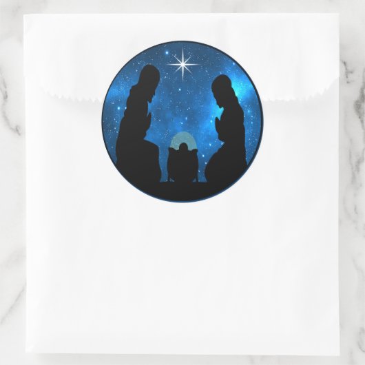 Nativiteit Ronde Sticker (Tas)