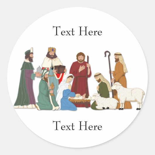 Nativiteit Ronde Sticker (Voorkant)
