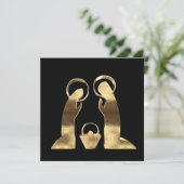 Nativiteit Scene Black en Gold Merry-kerst Feestdagenkaart (Staand voorkant)