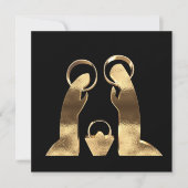 Nativiteit Scene Black en Gold Merry-kerst Feestdagenkaart (Voorkant)