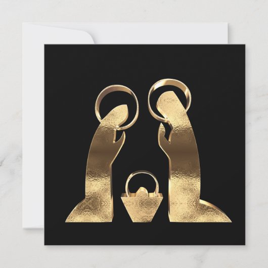 Nativiteit Scene Black en Gold Merry-kerst Feestdagenkaart (Voorkant)