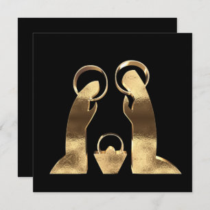 Nativiteit Scene Black en Gold Merry-kerst Feestdagenkaart