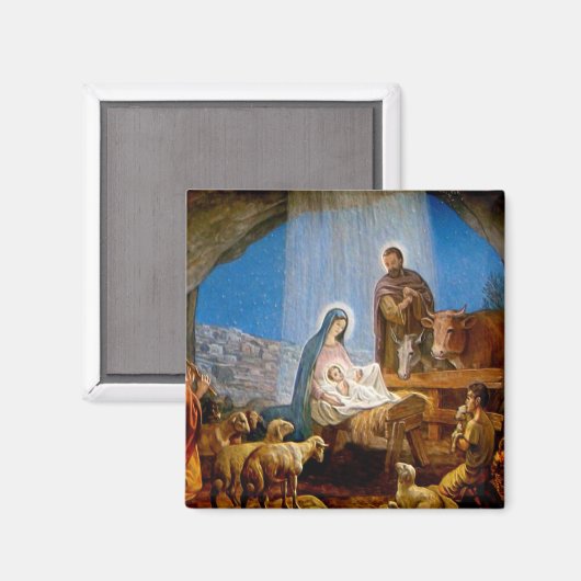 Nativiteit-scènecadeautjes voor kerstmis magneet (Voorkant / Achterkant)