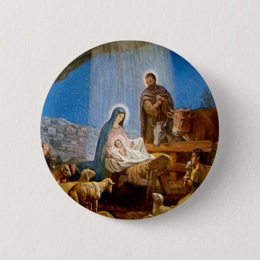 Nativiteit-scènecadeautjes voor kerstmis ronde button 5,7 cm (Voorkant)