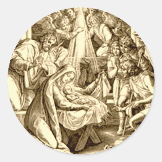 Nativiteit-scènecadeautjes voor kerstmis ronde sticker (Voorkant)