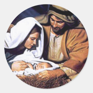 Nativiteit-scènecadeautjes voor kerstmis ronde sticker