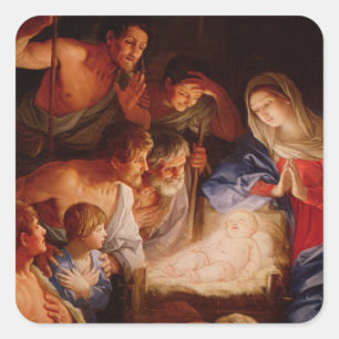 Nativiteit-scènecadeautjes voor kerstmis vierkante sticker