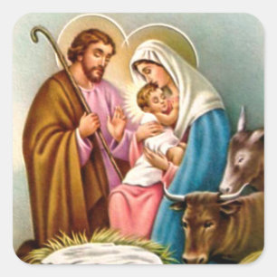 Nativiteit-scènecadeautjes voor kerstmis vierkante sticker