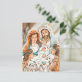 Nativiteit schilderen met kleine herderboys briefkaart (Staand voorkant)