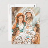 Nativiteit schilderen met kleine herderboys briefkaart (Voorkant / Achterkant)