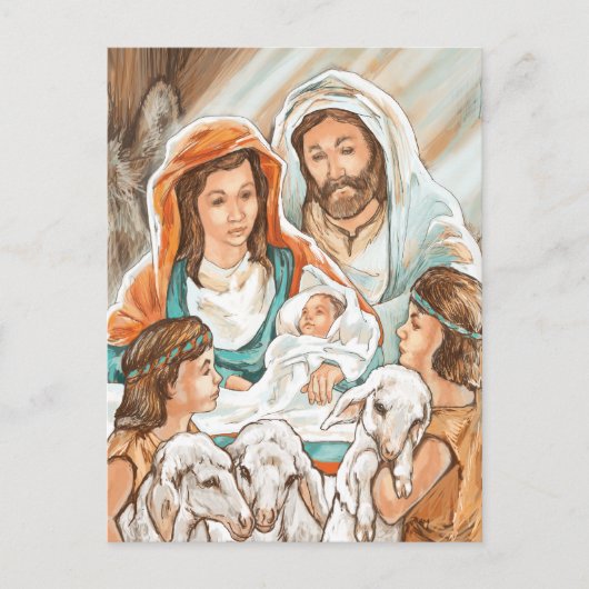 Nativiteit schilderen met kleine herderboys briefkaart (Voorkant)