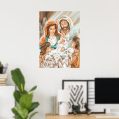 Nativiteit schilderen met kleine herderboys poster (Thuiskantoor)
