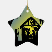 Nativiteit Silhouette Joy aan de wereld Keramisch Ornament (Rechts)