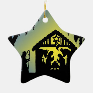 Nativiteit Silhouette Joy aan de wereld Keramisch Ornament