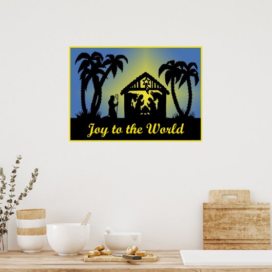 Nativiteit Silhouette Joy aan de wereld Poster (Keuken)