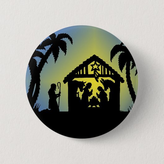 Nativiteit Silhouette Joy aan de wereld Ronde Button 5,7 Cm (Voorkant)