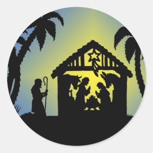 Nativiteit Silhouette Joy aan de wereld Ronde Sticker