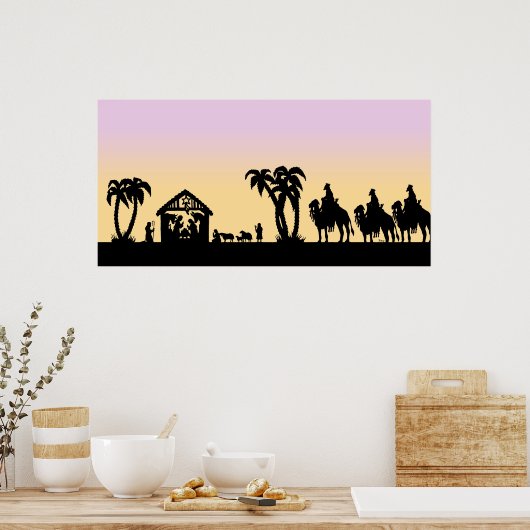 Nativiteit Silhouette Wise-Mannen op de horizon Poster (Keuken)