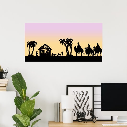 Nativiteit Silhouette Wise-Mannen op de horizon Poster (Thuiskantoor)