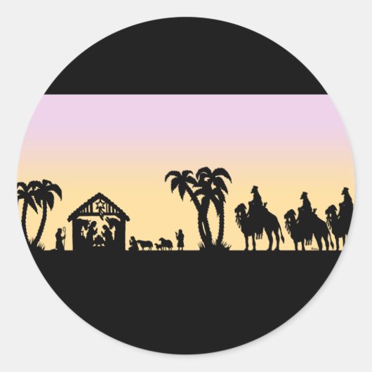 Nativiteit Silhouette Wise-Mannen op de horizon Ronde Sticker (Voorkant)
