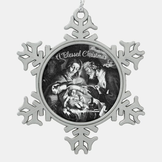 Nativiteit Snowflake Framed Ornament (Voorkant)