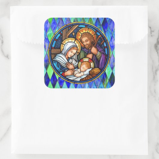 Nativiteit Square Sticker (Tas)