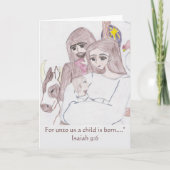 Nativiteit Tekening in gekleurd potlood Kind wordt Feestdagen Kaart (Voorkant)