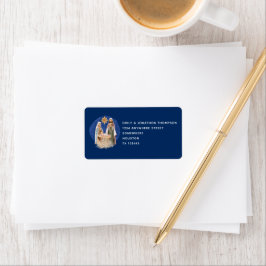Nativiteit Terugkeernaam Adres Kerstblauw Etiket