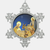 Nativiteit Tin Sneeuwvlok Ornament (Voorkant)