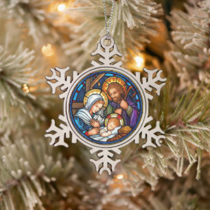 Nativiteit Tin Sneeuwvlok Ornament