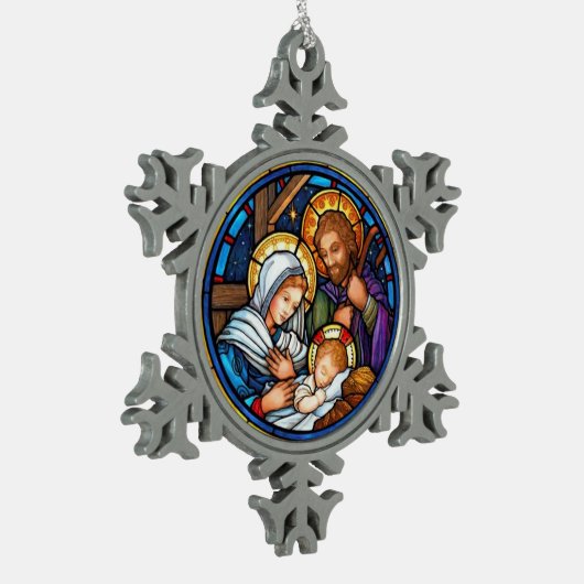 Nativiteit Tin Sneeuwvlok Ornament (Links)
