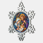 Nativiteit Tin Sneeuwvlok Ornament (Rechts)