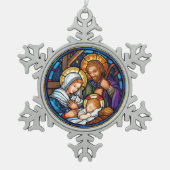 Nativiteit Tin Sneeuwvlok Ornament (Voorkant)