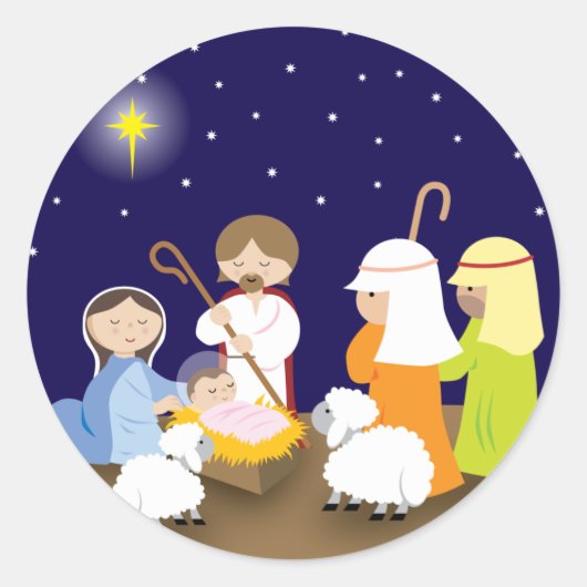 Nativiteit van de Heer Ronde Sticker (Voorkant)