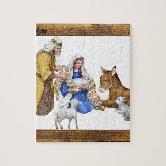 NATIVITEIT VAN DE JESUSCHRIST WOOD LIJST 18 CUSTOM LEGPUZZEL (Verticaal)