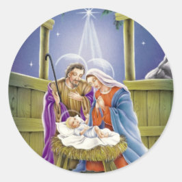 Nativiteit van Jezus met Josef en Mary Ronde Sticker