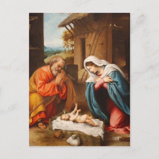 Nativiteit van Lorenzo Lotto Briefkaart (Voorkant)