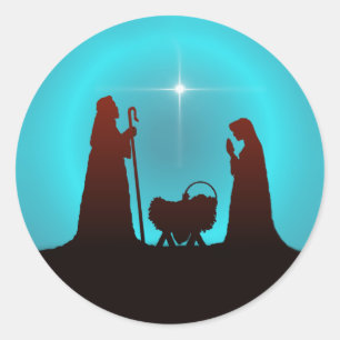 NATIVITEIT VAN SHARON SHARPE RONDE STICKER