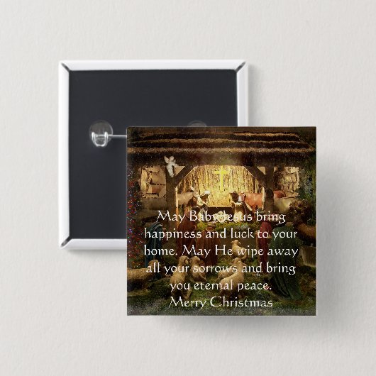 Nativiteit Vierkante Button 5,1 Cm (Voorkant /achterkant)