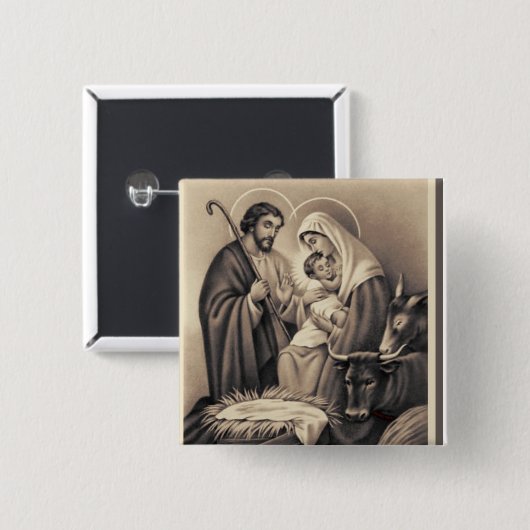 Nativiteit Vierkante Button 5,1 Cm (Voorkant /achterkant)