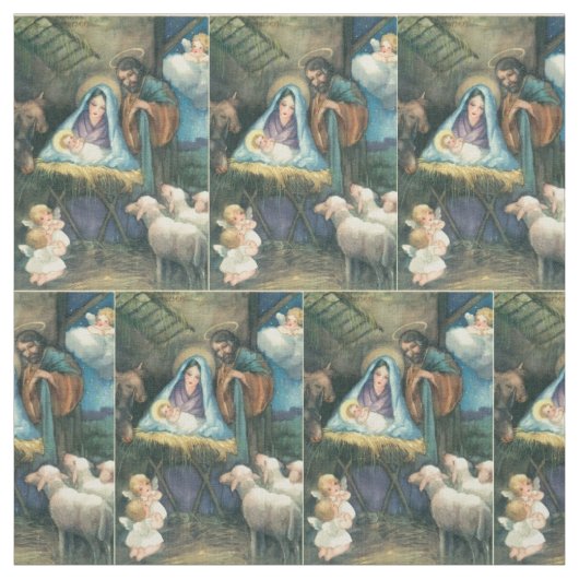 Nativiteit Vintage-kerstverbinding Stof (Swatch)