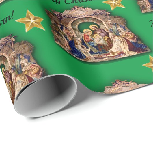  nativiteit Vrolijk kerstfeest Een kind wordt gebo Cadeaupapier (Rol Hoek)